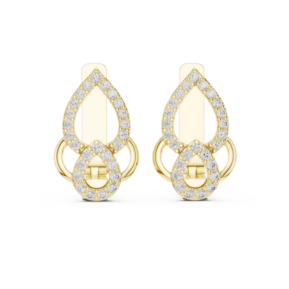 Sparkling Diamond Hoop Earrings | Floral Diamond Gold Earrings for Women