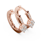 Elegant Diamond Hoop Earrings for Women | Floral Cluster Diamond Hoops