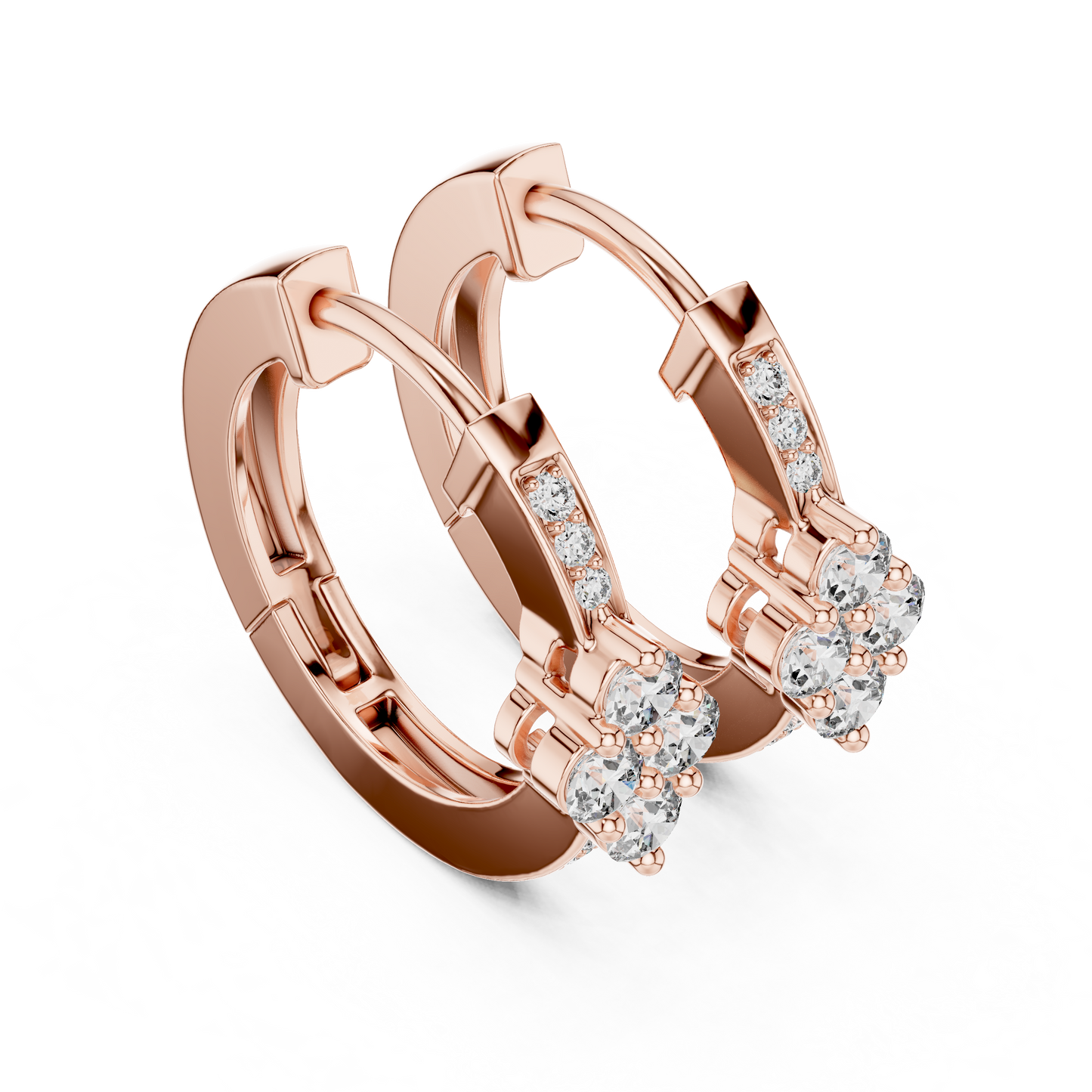Elegant Diamond Hoop Earrings for Women | Floral Cluster Diamond Hoops