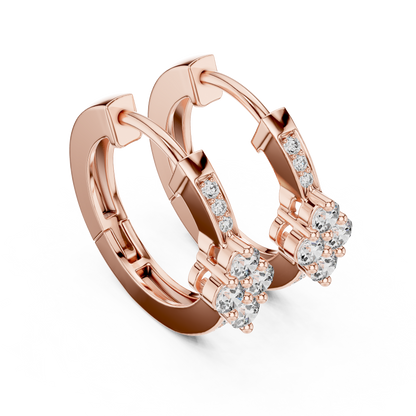 Elegant Diamond Hoop Earrings for Women | Floral Cluster Diamond Hoops