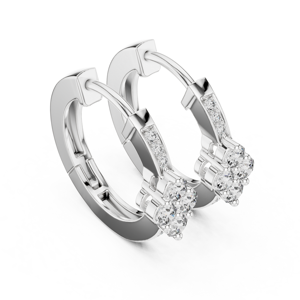 Elegant Diamond Hoop Earrings for Women | Floral Cluster Diamond Hoops