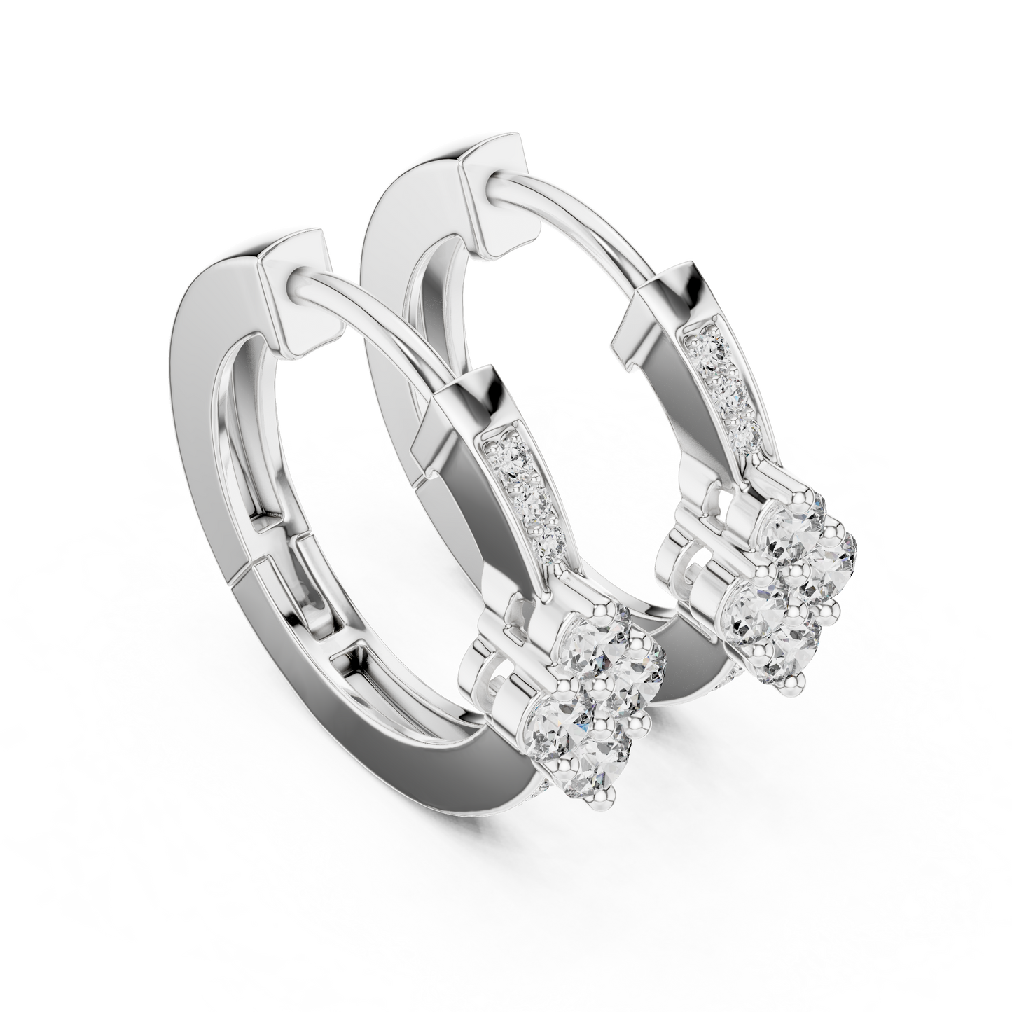 Elegant Diamond Hoop Earrings for Women | Floral Cluster Diamond Hoops