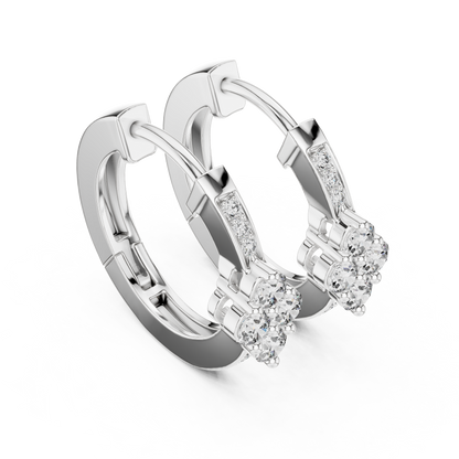 Elegant Diamond Hoop Earrings for Women | Floral Cluster Diamond Hoops