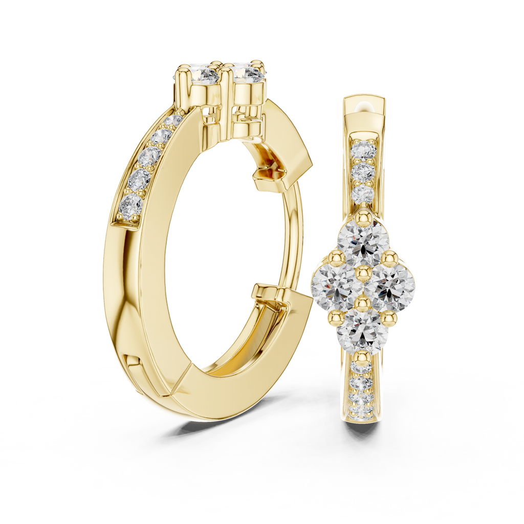 Elegant Diamond Hoop Earrings for Women | Floral Cluster Diamond Hoops