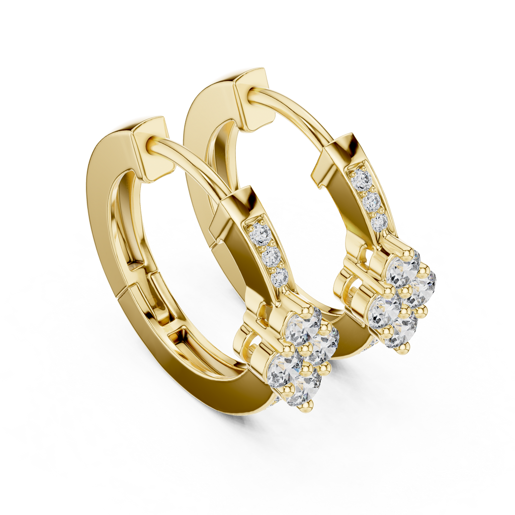 Elegant Diamond Hoop Earrings for Women | Floral Cluster Diamond Hoops