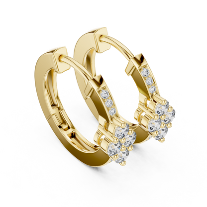 Elegant Diamond Hoop Earrings for Women | Floral Cluster Diamond Hoops