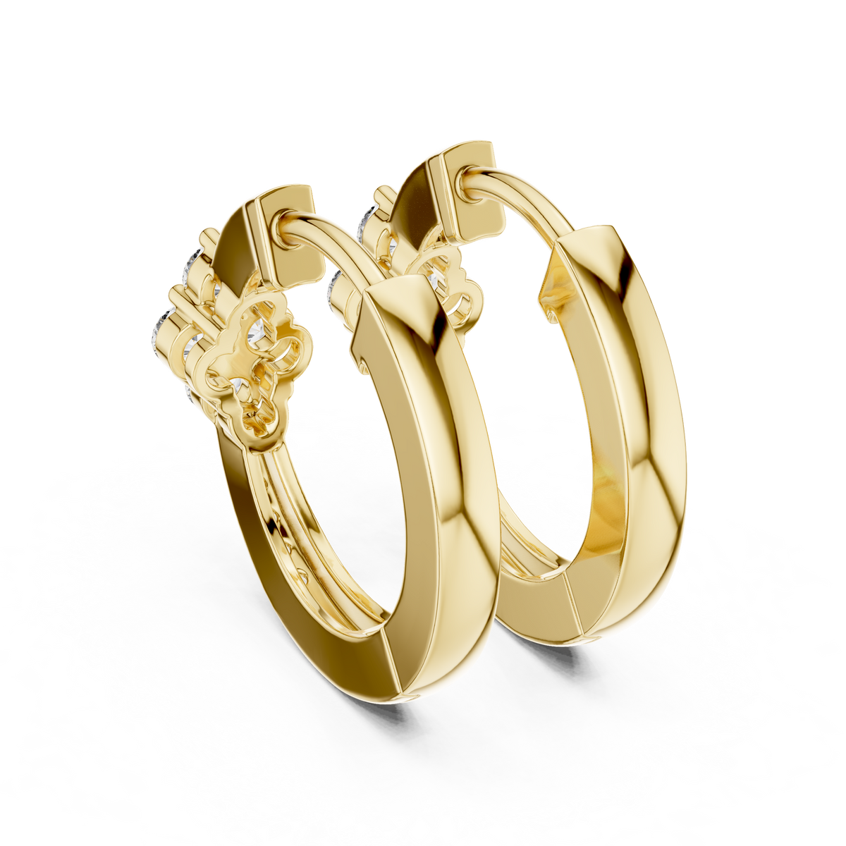 Elegant Diamond Hoop Earrings for Women | Floral Cluster Diamond Hoops