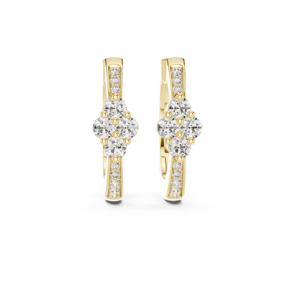 Elegant Diamond Hoop Earrings for Women | Floral Cluster Diamond Hoops