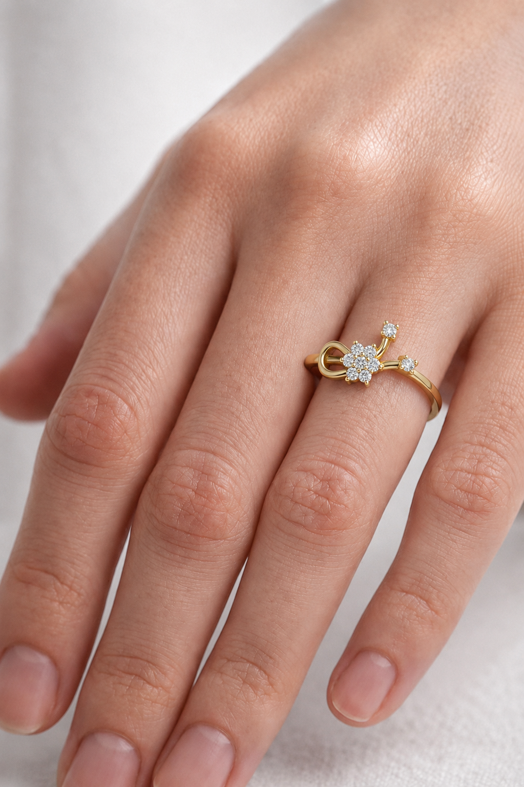 Nature Inspired Flower Diamond Ring | Delicate Floral Statement Ring.
