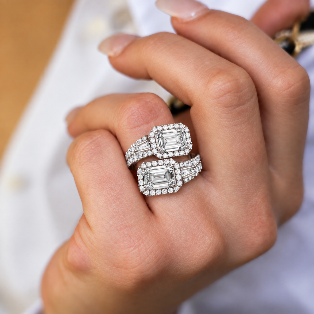 Emerald-Cut Lab Grown Diamond Halo Ring