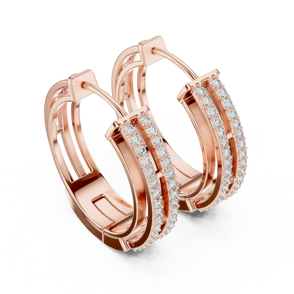 Classic Floral Diamond Hoop Earrings | Luxury Gold Diamond Earrings
