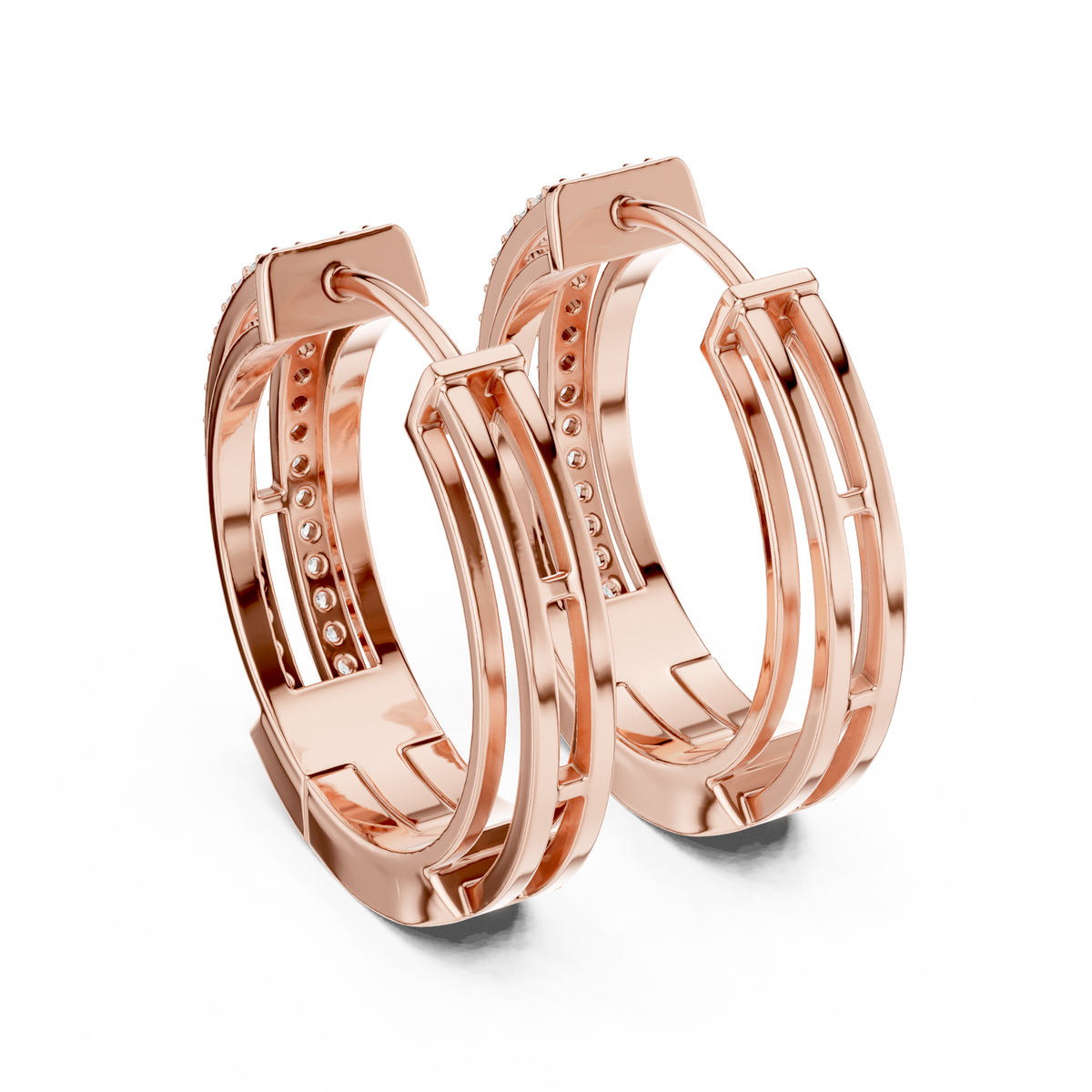 Classic Floral Diamond Hoop Earrings | Luxury Gold Diamond Earrings