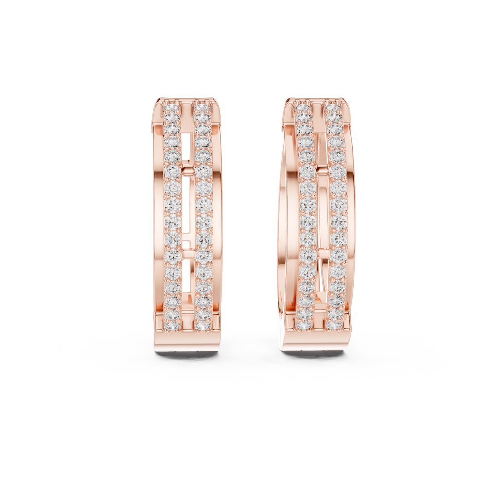 Classic Floral Diamond Hoop Earrings | Luxury Gold Diamond Earrings