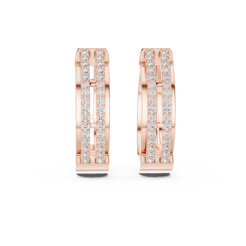 Classic Floral Diamond Hoop Earrings | Luxury Gold Diamond Earrings