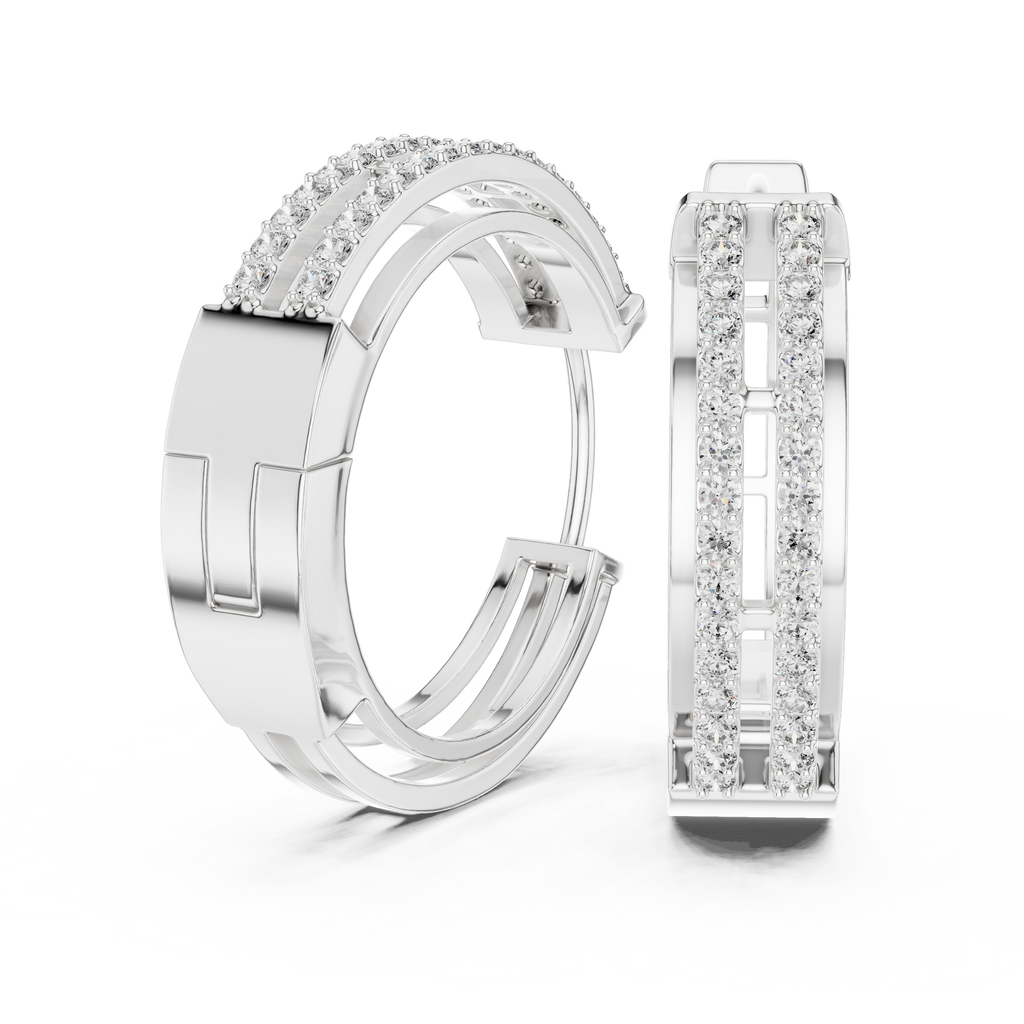 Classic Floral Diamond Hoop Earrings | Luxury Gold Diamond Earrings