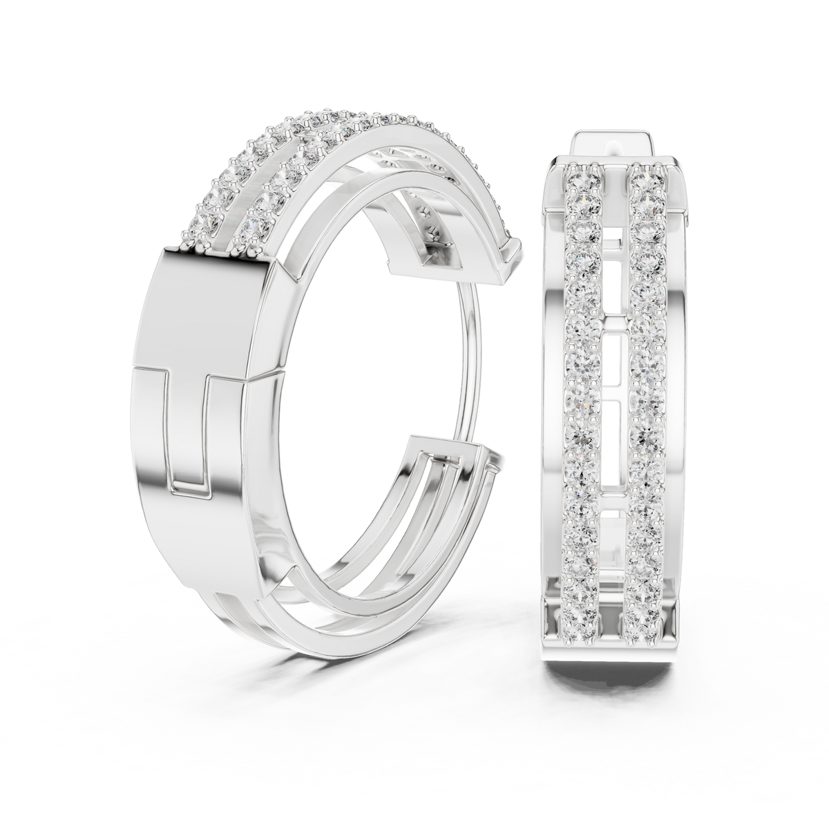 Classic Floral Diamond Hoop Earrings | Luxury Gold Diamond Earrings