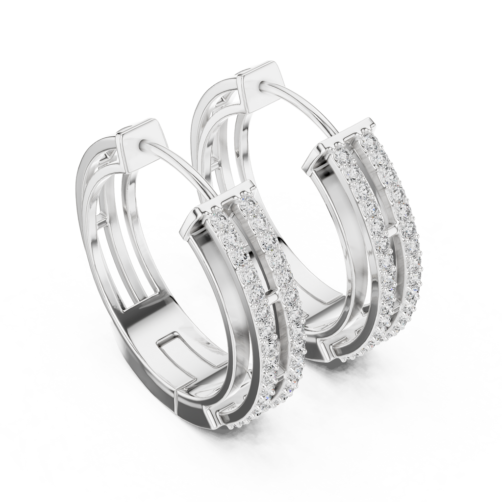 Classic Floral Diamond Hoop Earrings | Luxury Gold Diamond Earrings