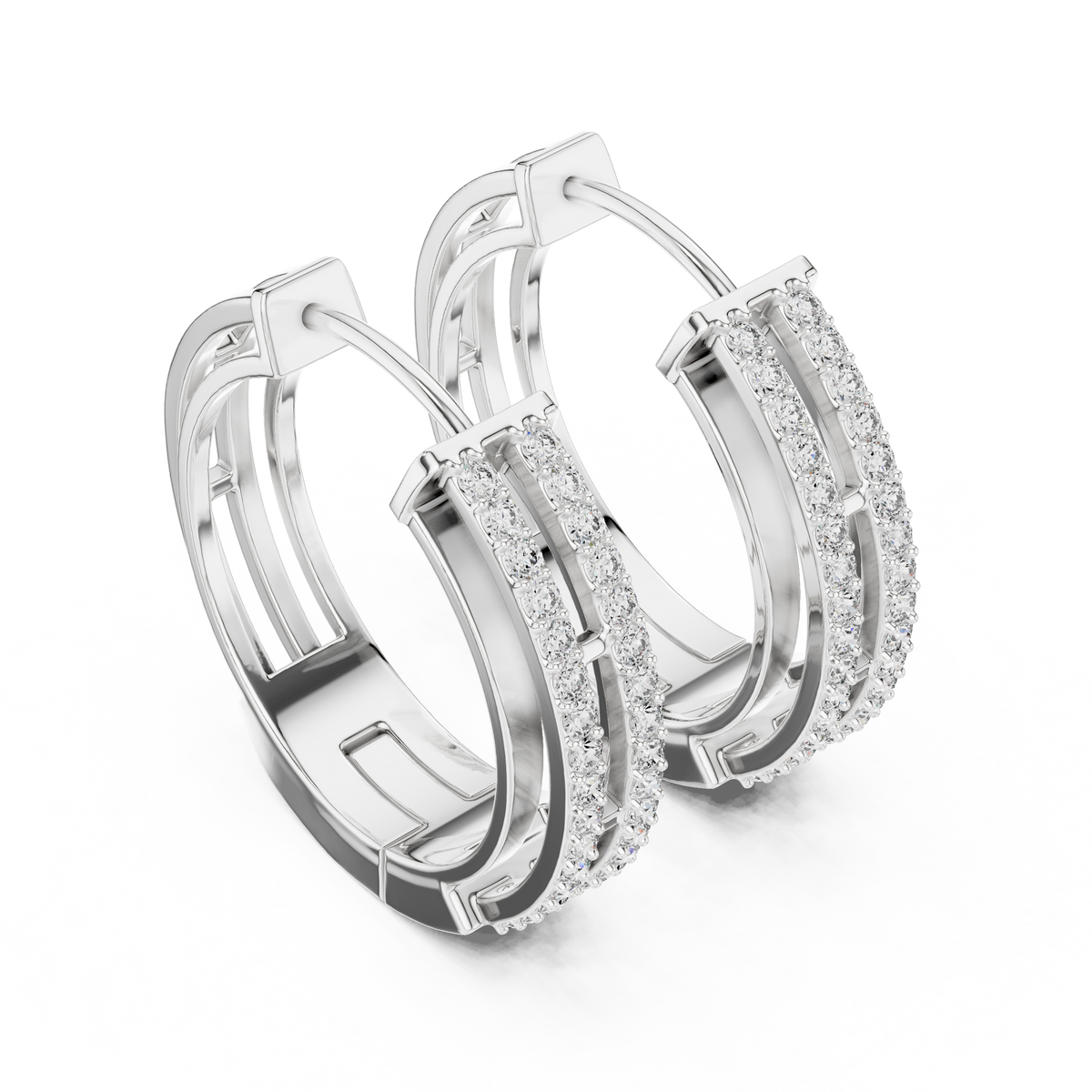Classic Floral Diamond Hoop Earrings | Luxury Gold Diamond Earrings