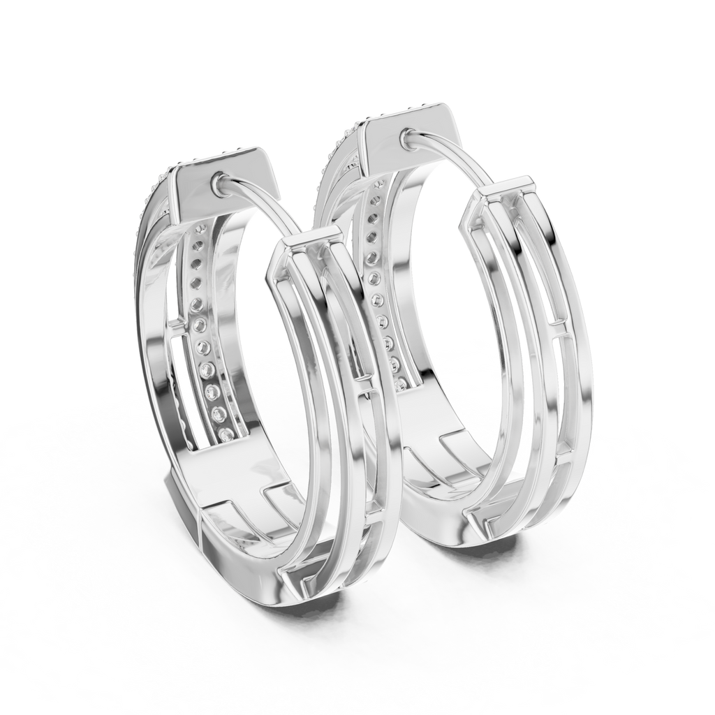 Classic Floral Diamond Hoop Earrings | Luxury Gold Diamond Earrings
