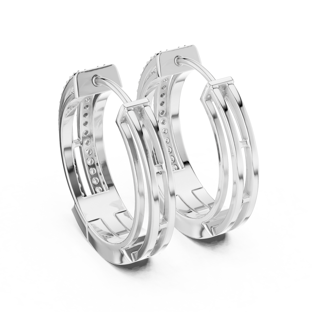 Classic Floral Diamond Hoop Earrings | Luxury Gold Diamond Earrings