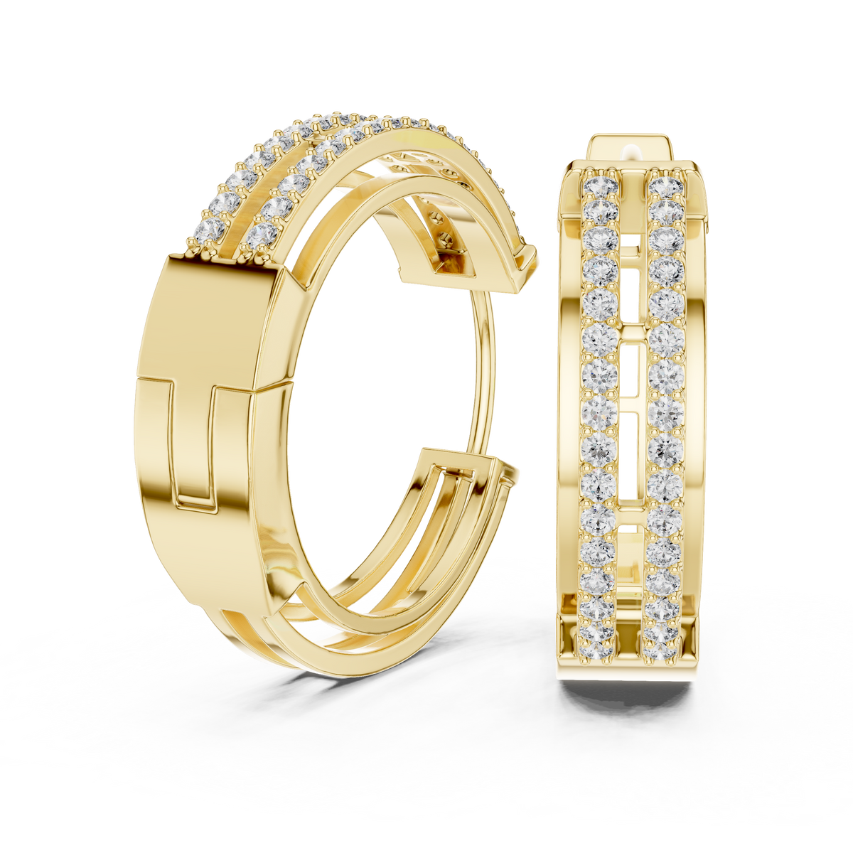 Classic Floral Diamond Hoop Earrings | Luxury Gold Diamond Earrings