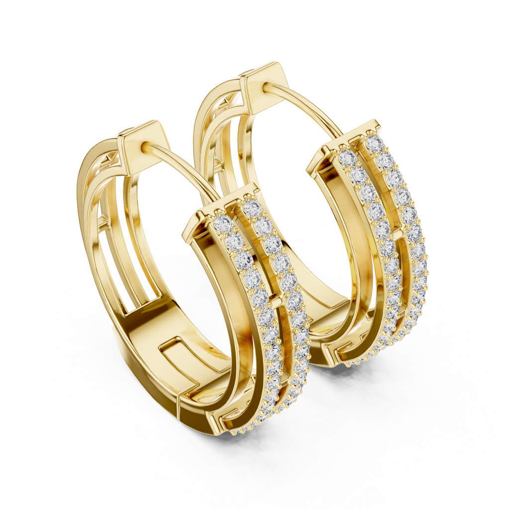 Classic Floral Diamond Hoop Earrings | Luxury Gold Diamond Earrings
