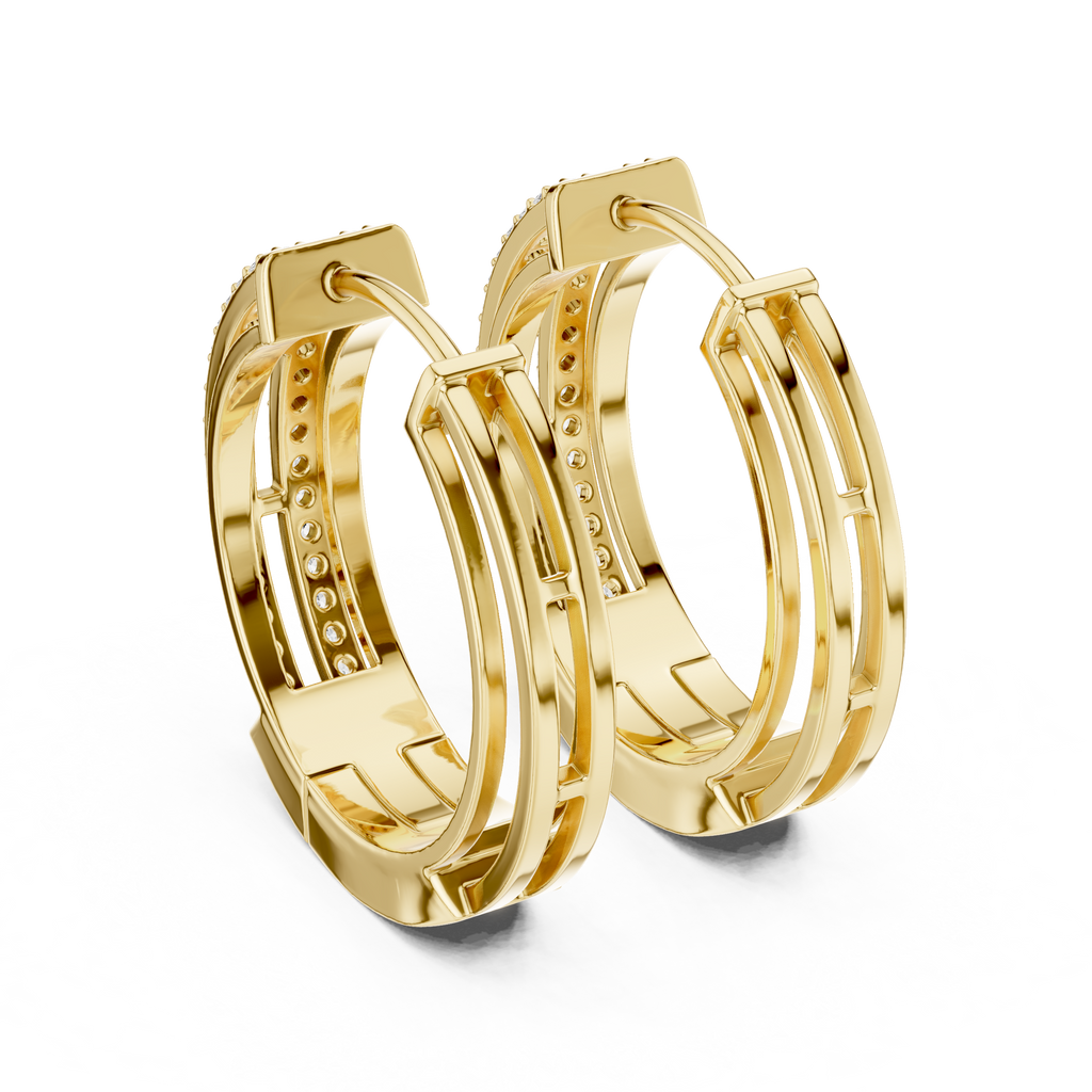 Classic Floral Diamond Hoop Earrings | Luxury Gold Diamond Earrings