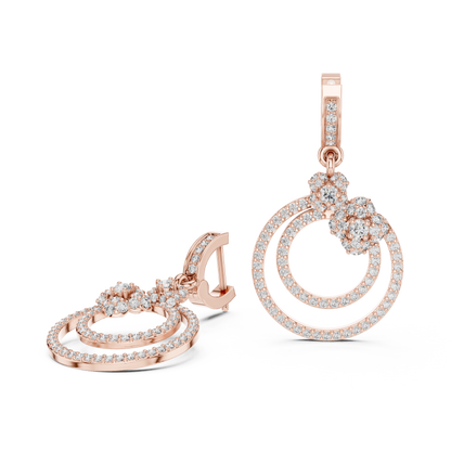 Minimal Floral Diamond Hoop Earrings | Modern Gold Earrings for Women