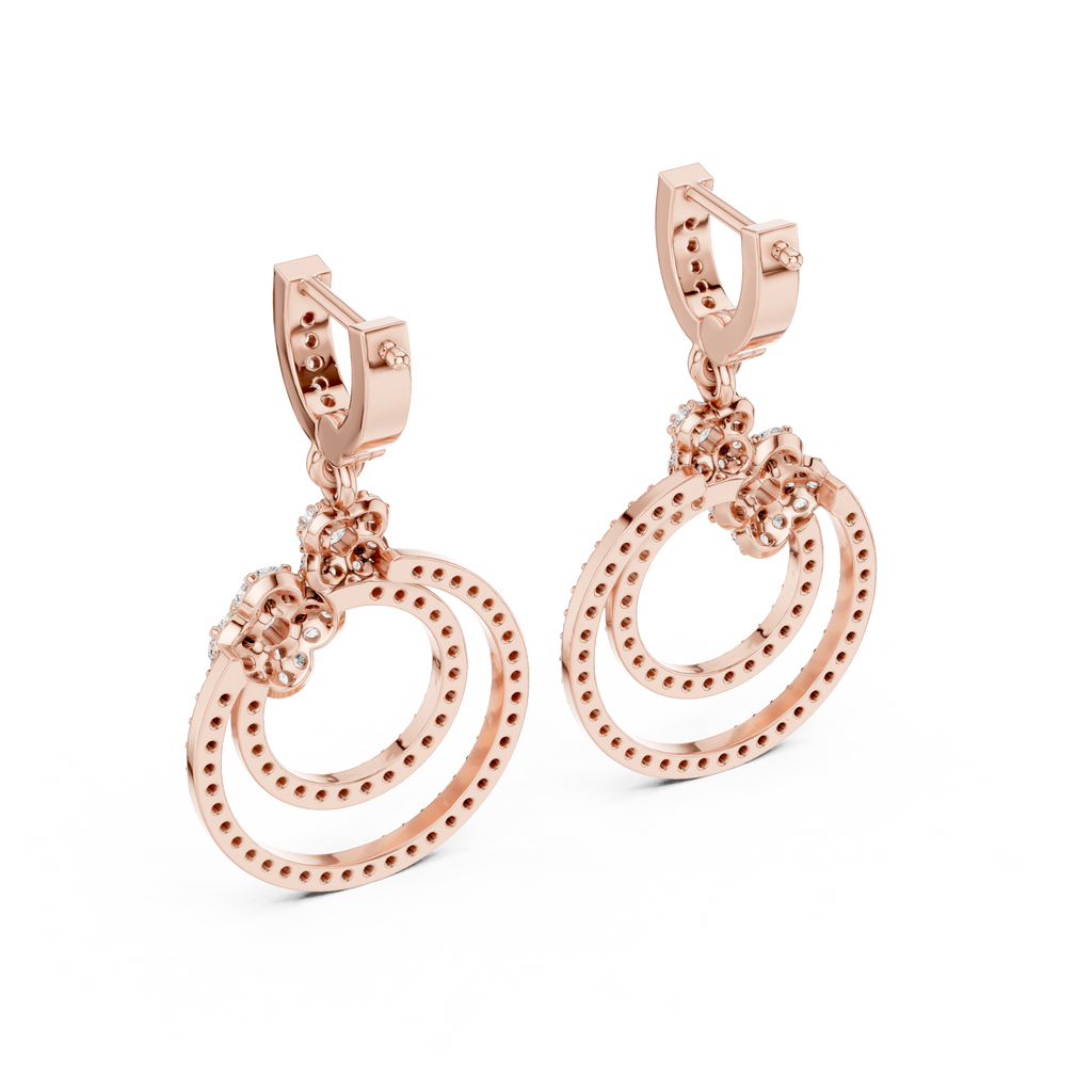 Minimal Floral Diamond Hoop Earrings | Modern Gold Earrings for Women