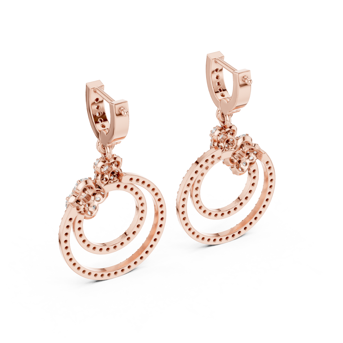 Minimal Floral Diamond Hoop Earrings | Modern Gold Earrings for Women