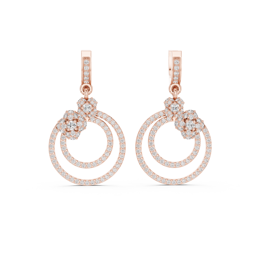 Minimal Floral Diamond Hoop Earrings | Modern Gold Earrings for Women
