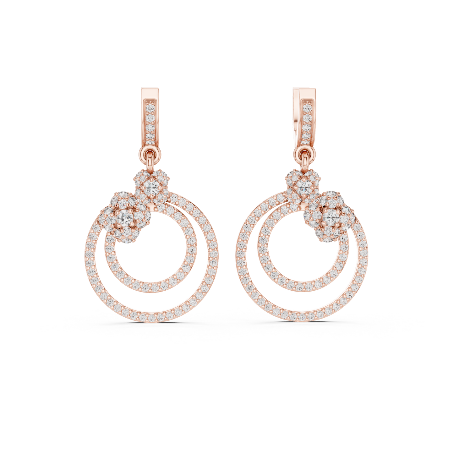 Minimal Floral Diamond Hoop Earrings | Modern Gold Earrings for Women