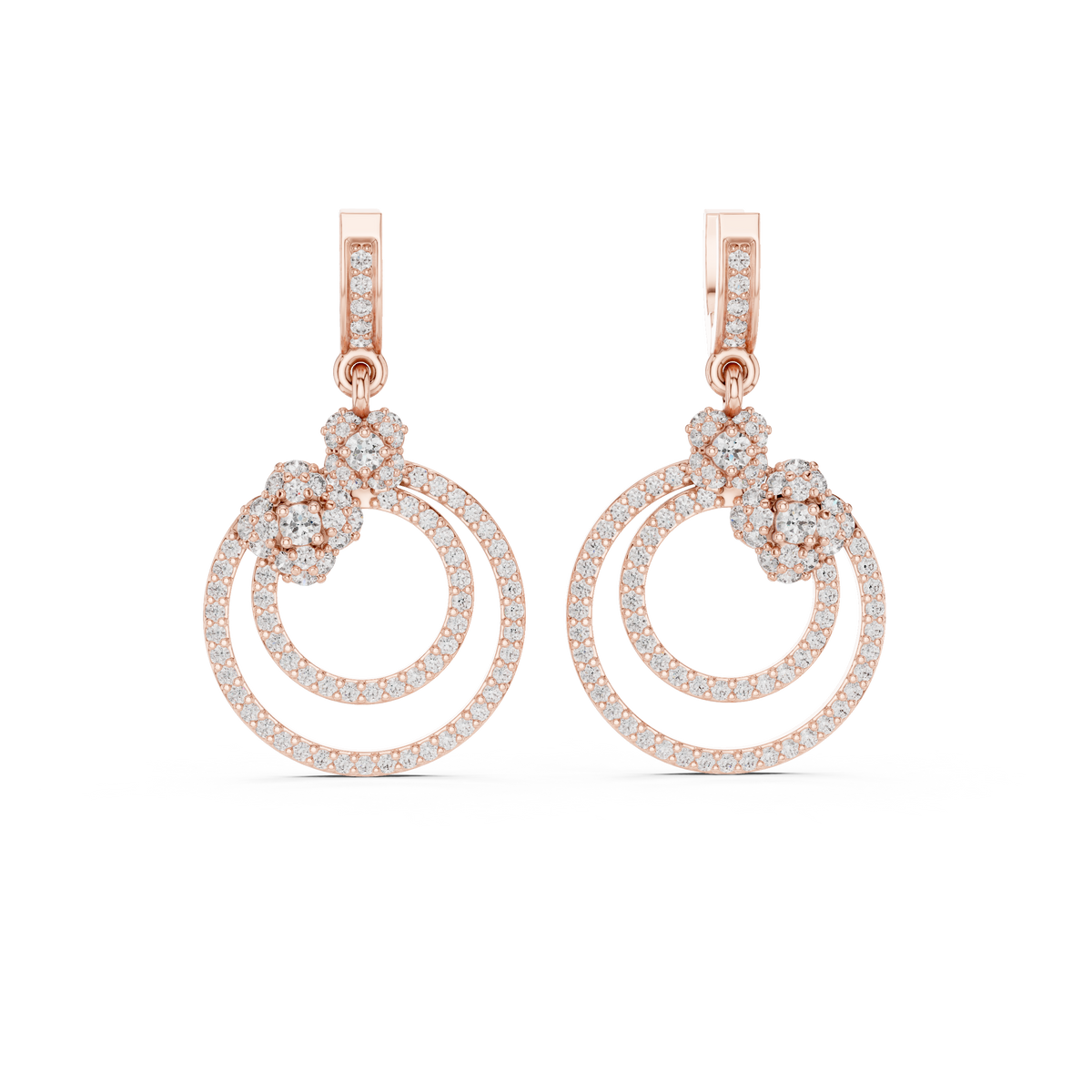 Minimal Floral Diamond Hoop Earrings | Modern Gold Earrings for Women