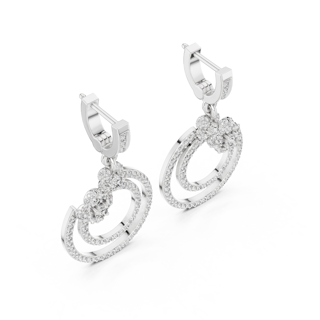 Minimal Floral Diamond Hoop Earrings | Modern Gold Earrings for Women