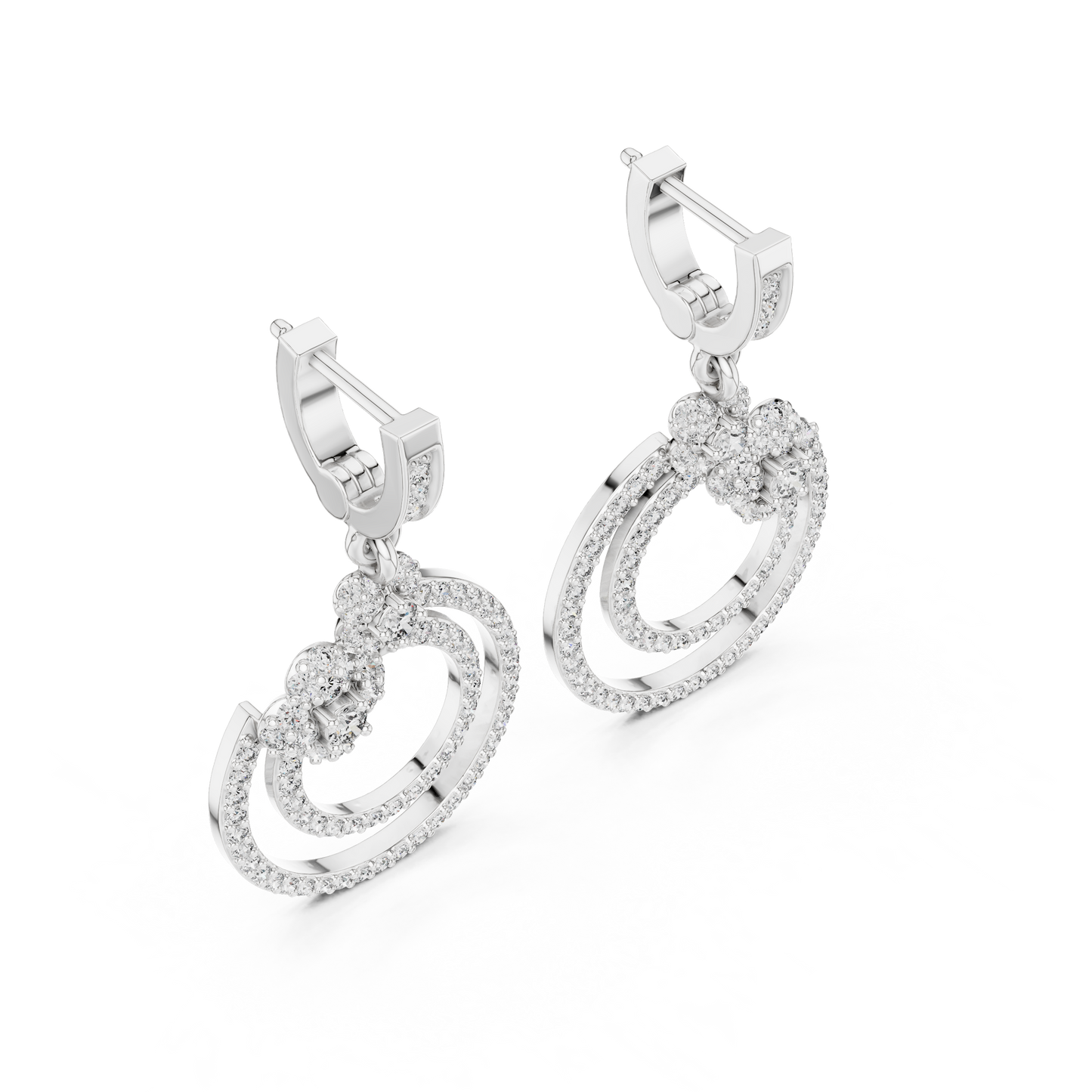 Minimal Floral Diamond Hoop Earrings | Modern Gold Earrings for Women