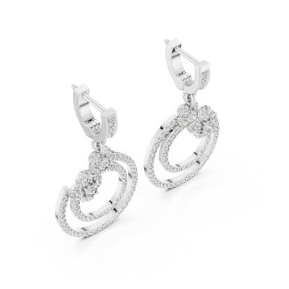 Minimal Floral Diamond Hoop Earrings | Modern Gold Earrings for Women