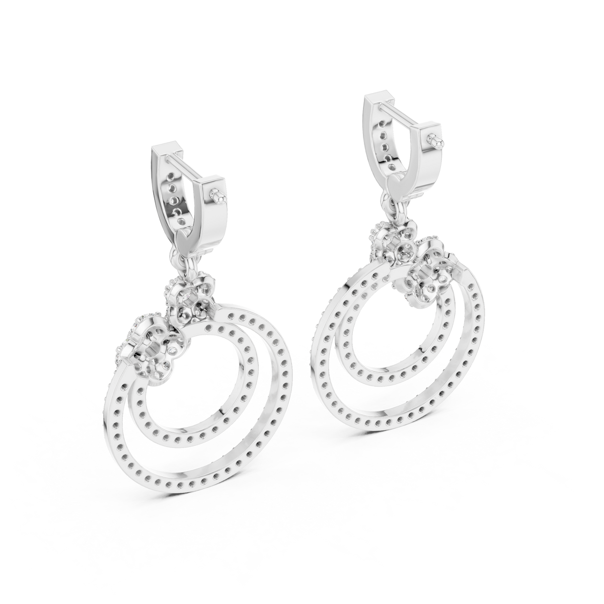 Minimal Floral Diamond Hoop Earrings | Modern Gold Earrings for Women