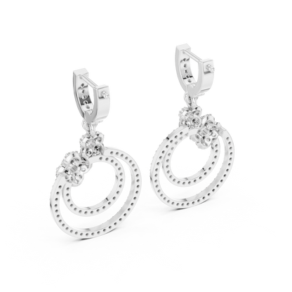 Minimal Floral Diamond Hoop Earrings | Modern Gold Earrings for Women
