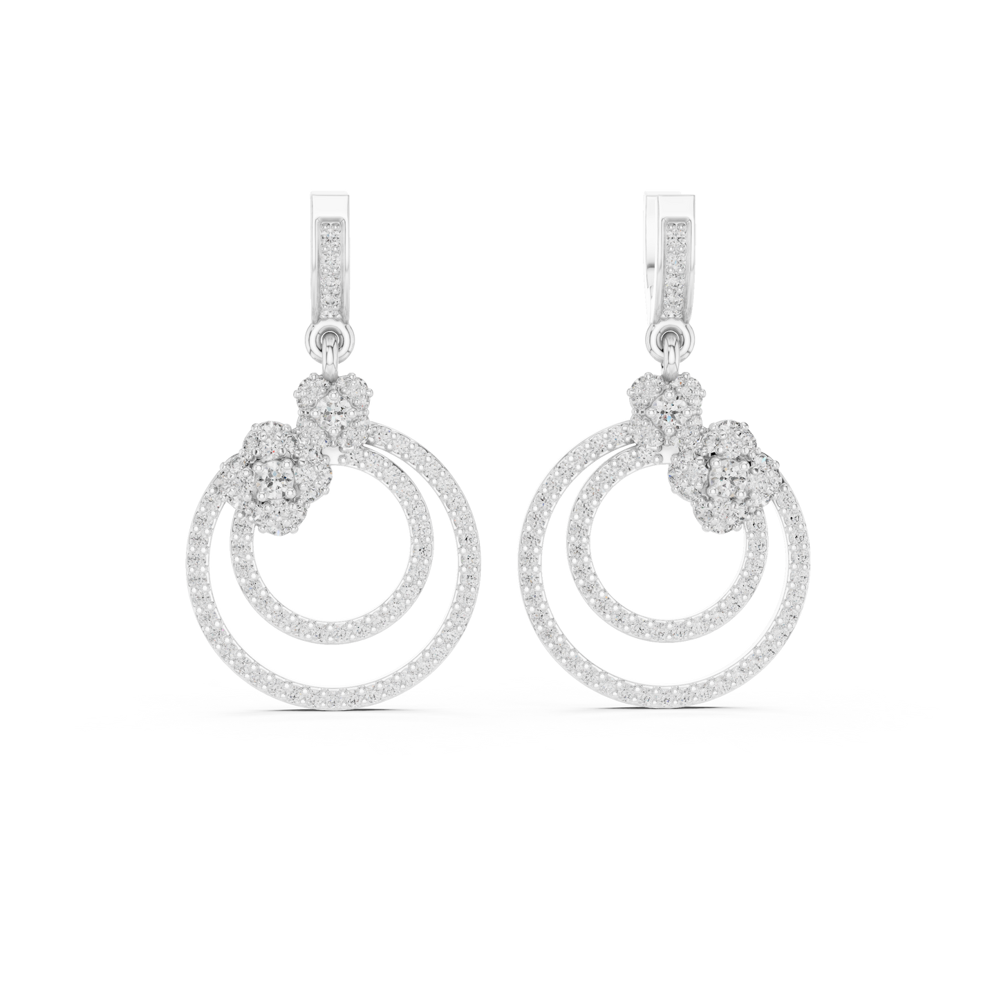 Minimal Floral Diamond Hoop Earrings | Modern Gold Earrings for Women