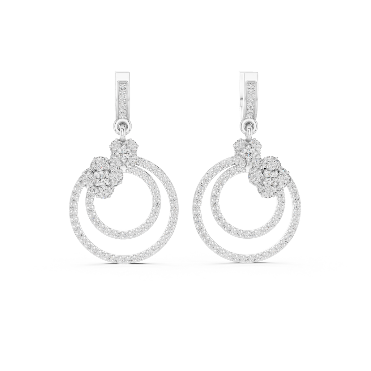 Minimal Floral Diamond Hoop Earrings | Modern Gold Earrings for Women