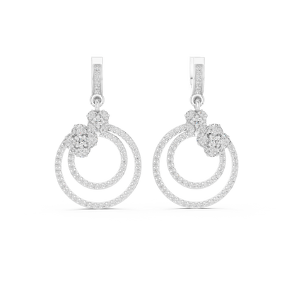 Minimal Floral Diamond Hoop Earrings | Modern Gold Earrings for Women