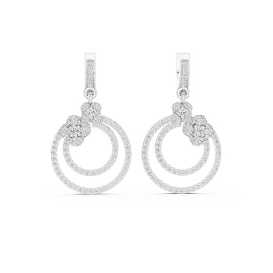 Minimal Floral Diamond Hoop Earrings | Modern Gold Earrings for Women