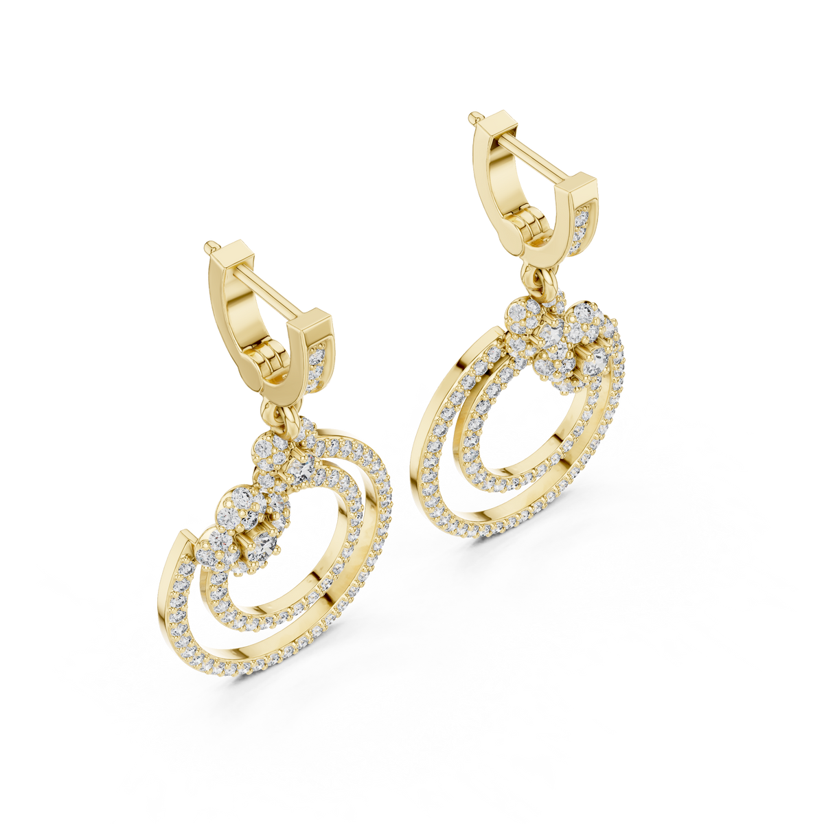 Minimal Floral Diamond Hoop Earrings | Modern Gold Earrings for Women