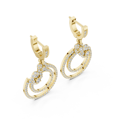 Minimal Floral Diamond Hoop Earrings | Modern Gold Earrings for Women