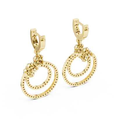Minimal Floral Diamond Hoop Earrings | Modern Gold Earrings for Women
