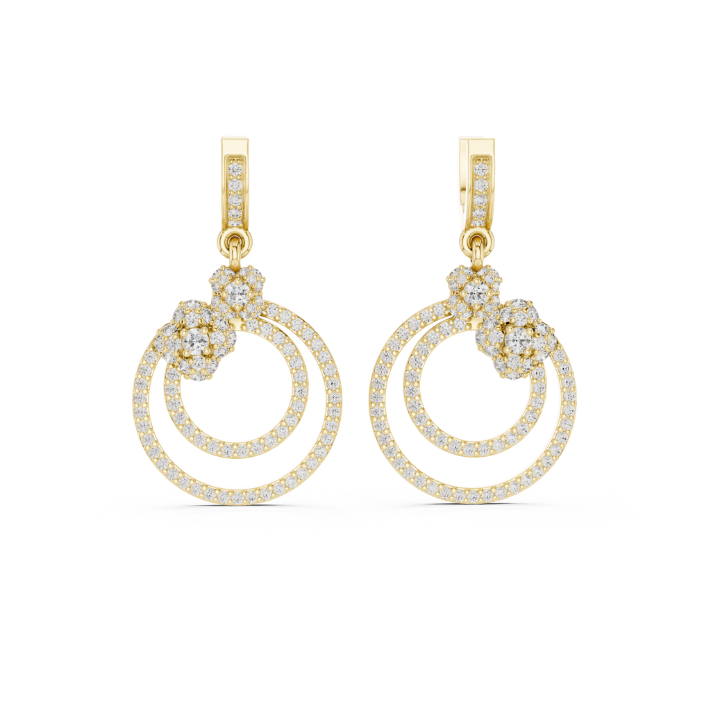 Minimal Floral Diamond Hoop Earrings | Modern Gold Earrings for Women