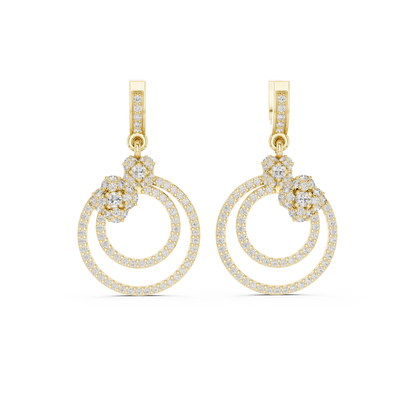 Minimal Floral Diamond Hoop Earrings | Modern Gold Earrings for Women