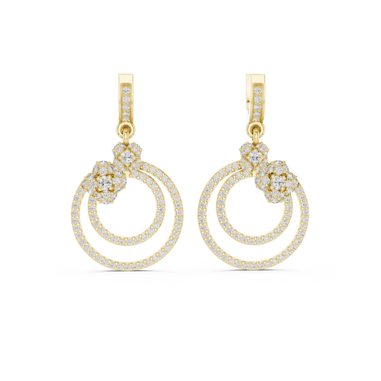 Minimal Floral Diamond Hoop Earrings | Modern Gold Earrings for Women
