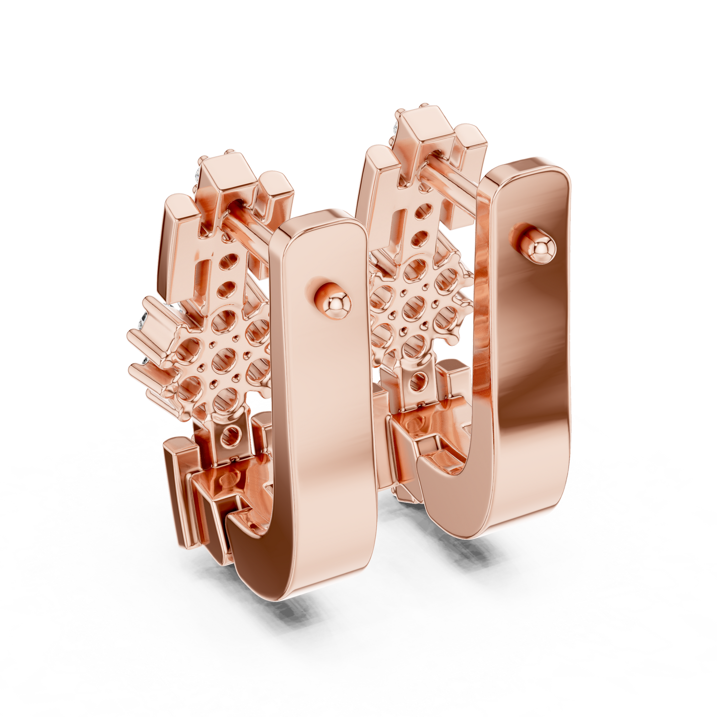 Designer Floral Diamond Hoop Earrings | Elegant Gold Hoops