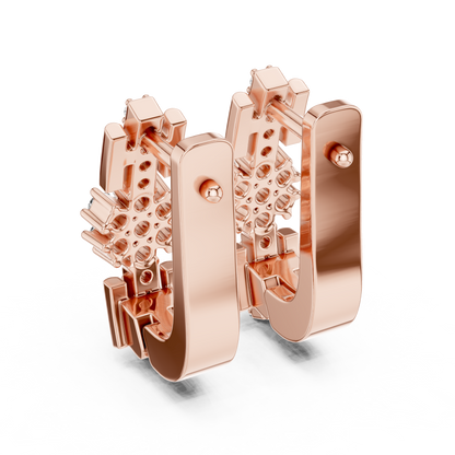 Designer Floral Diamond Hoop Earrings | Elegant Gold Hoops